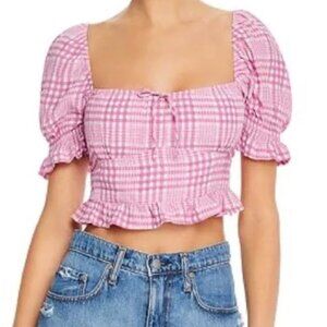 Faithfull the Brand Pink Plaid Crop Top